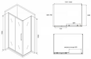 Душевой уголок ABBER Schwarzer Diamant 160x70см AG30160BH-S70B